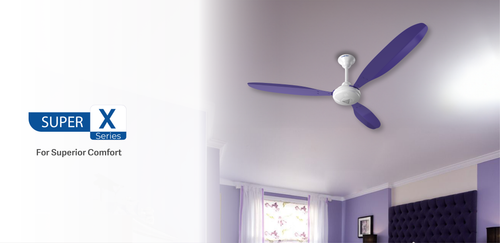 Superfan Super X1 BLDC Ceiling Fan Lilac 48 inch(1200mm), energy saving fan in modern home bedroom.