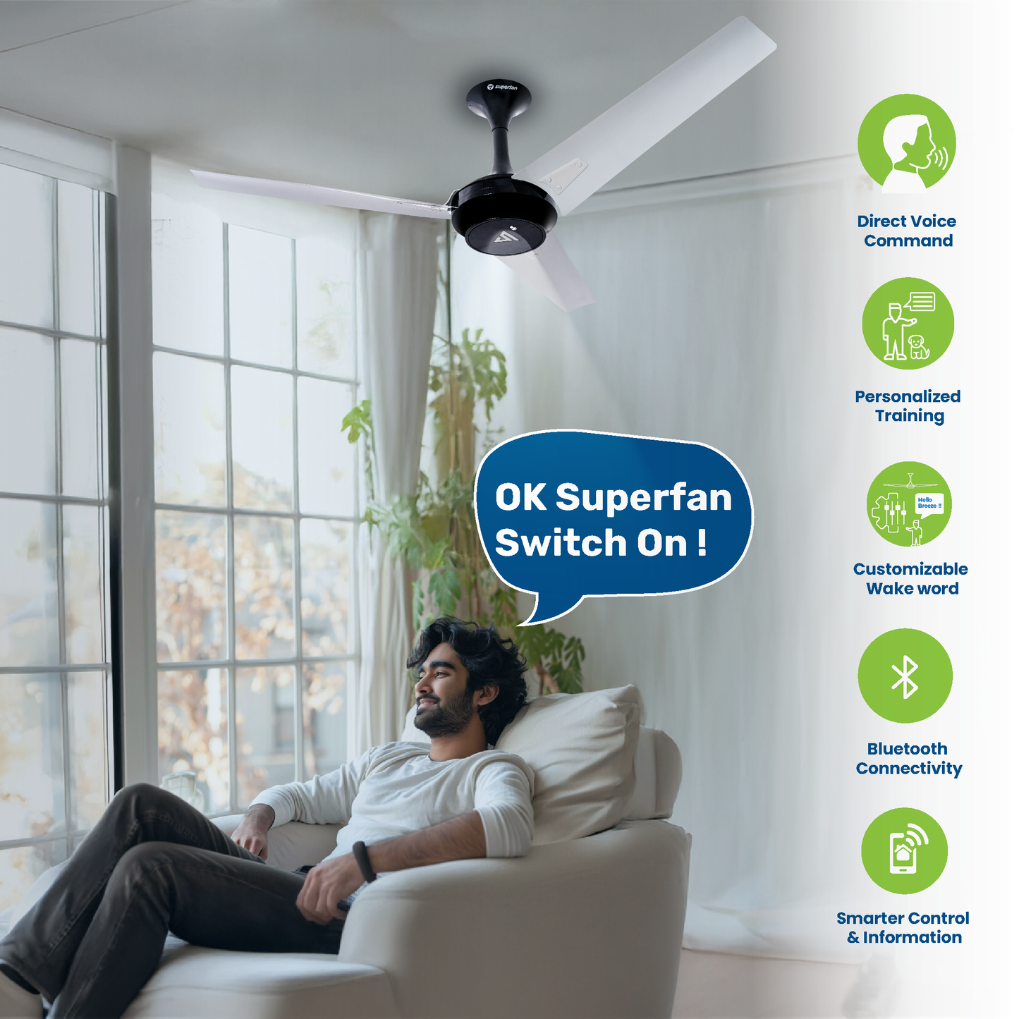Super myQ Direct Voice Command BLDC Ceiling Fan - Superfan