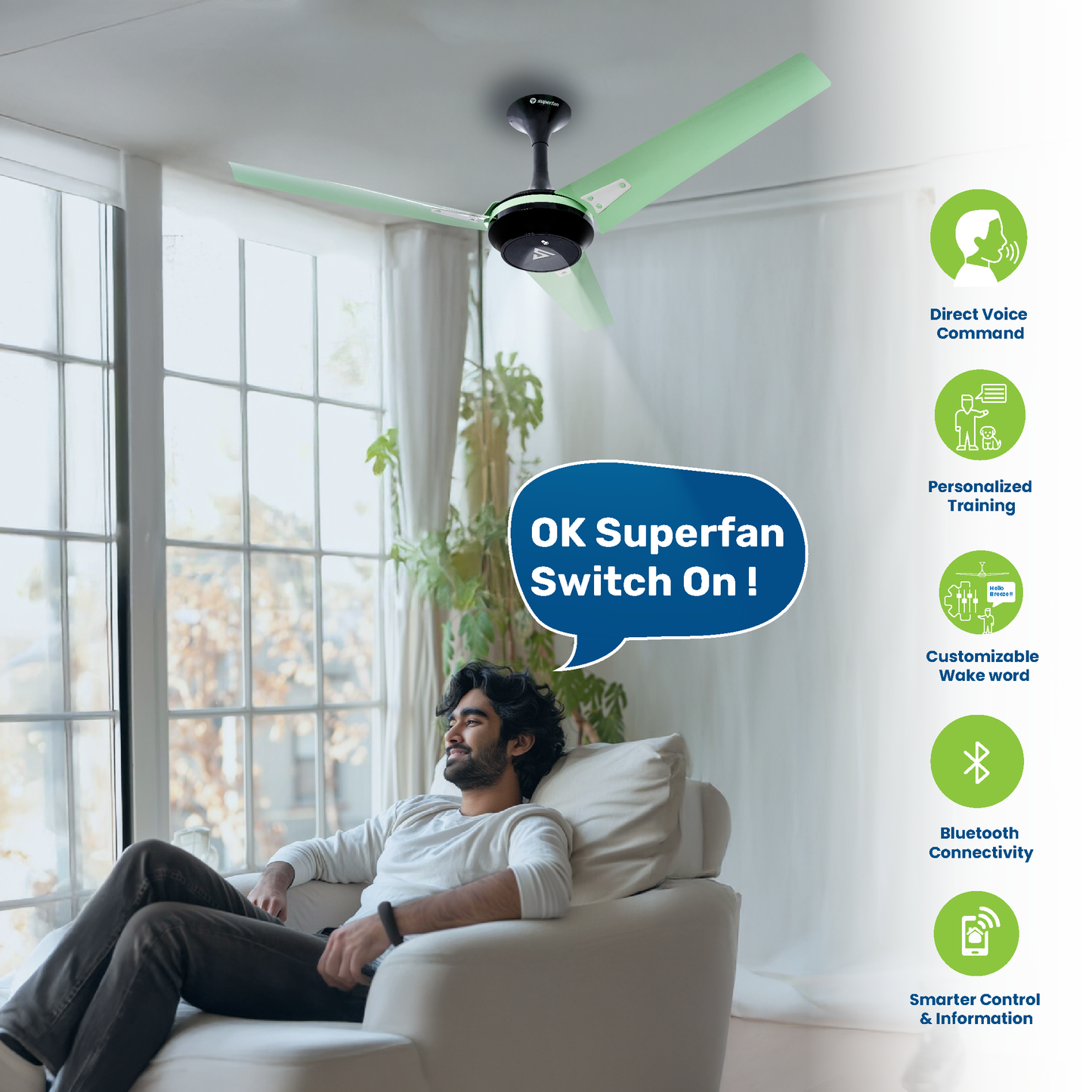 Super myQ Direct Voice Command BLDC Ceiling Fan - Superfan
