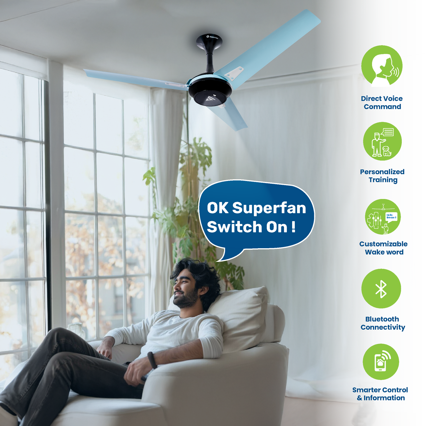 Super myQ Direct Voice Command Combo BLDC Ceiling Fan - Superfan
