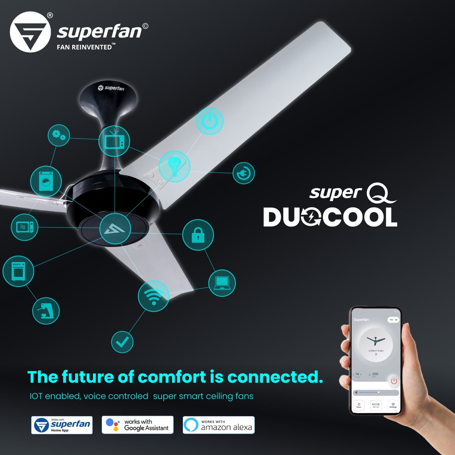 Super Q Duocool Combo IOT BLDC Ceiling Fan - Superfan