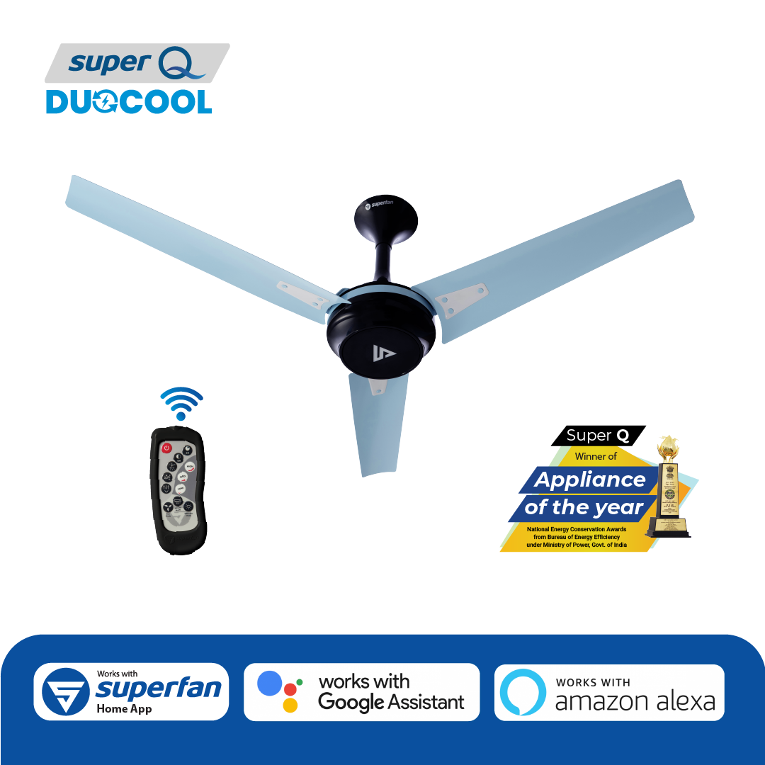 Super Q Duocool Combo IOT BLDC Ceiling Fan -48 Inches- Works with Alexa and Google Assistant