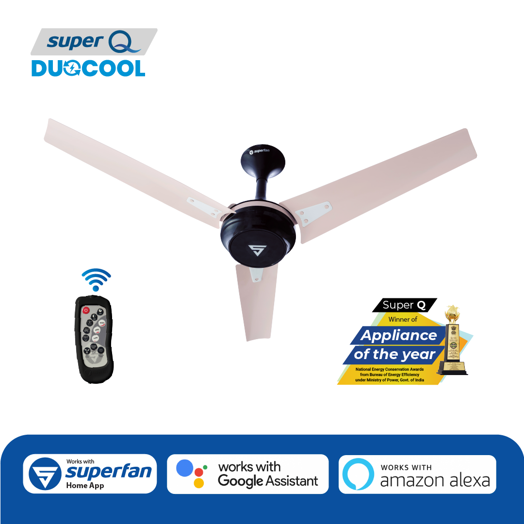 Super Q Duocool Combo IOT BLDC Ceiling Fan -48 Inches- Works with Alexa and Google Assistant