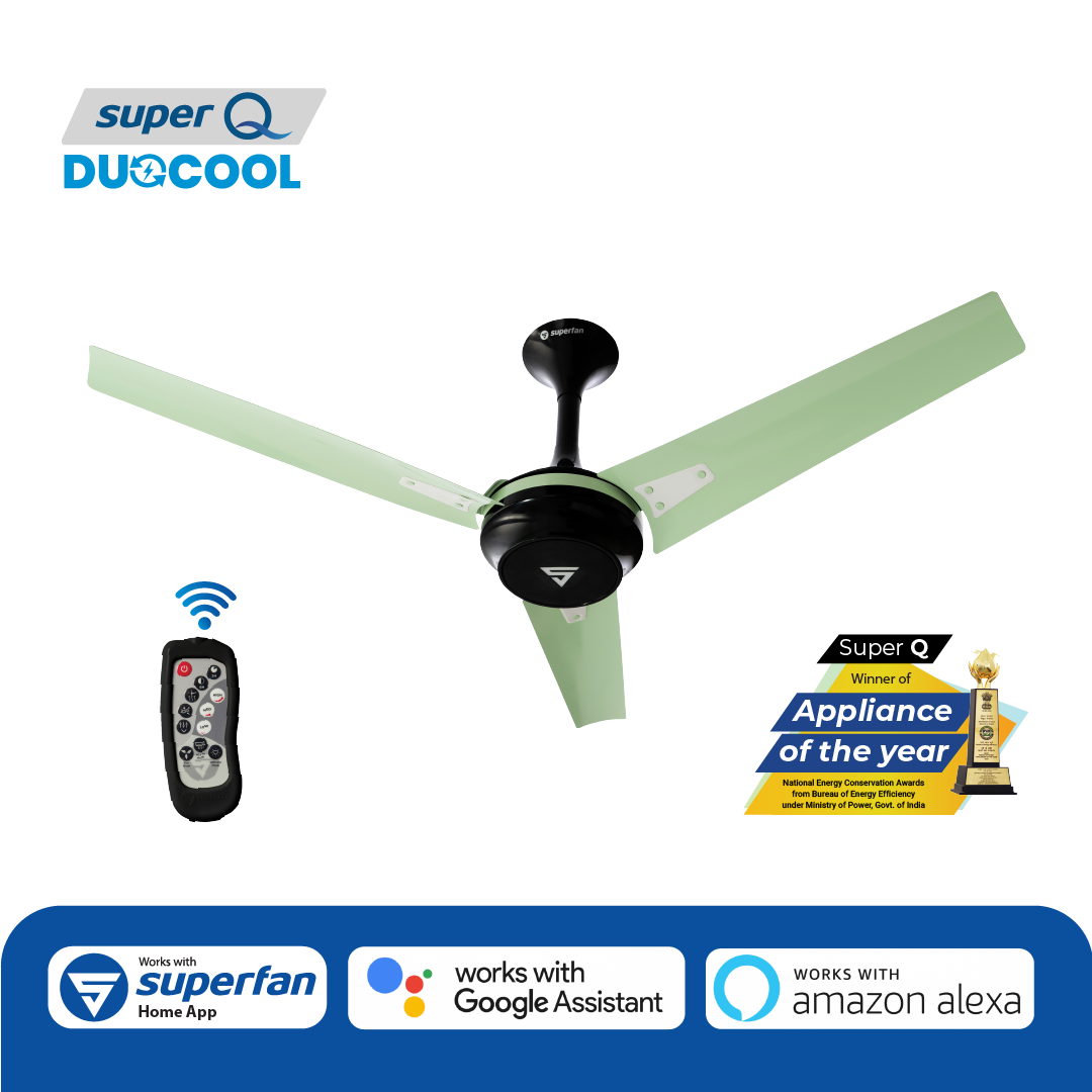 Super Q Duocool Combo IOT BLDC Ceiling Fan -48 Inches- Works with Alexa and Google Assistant