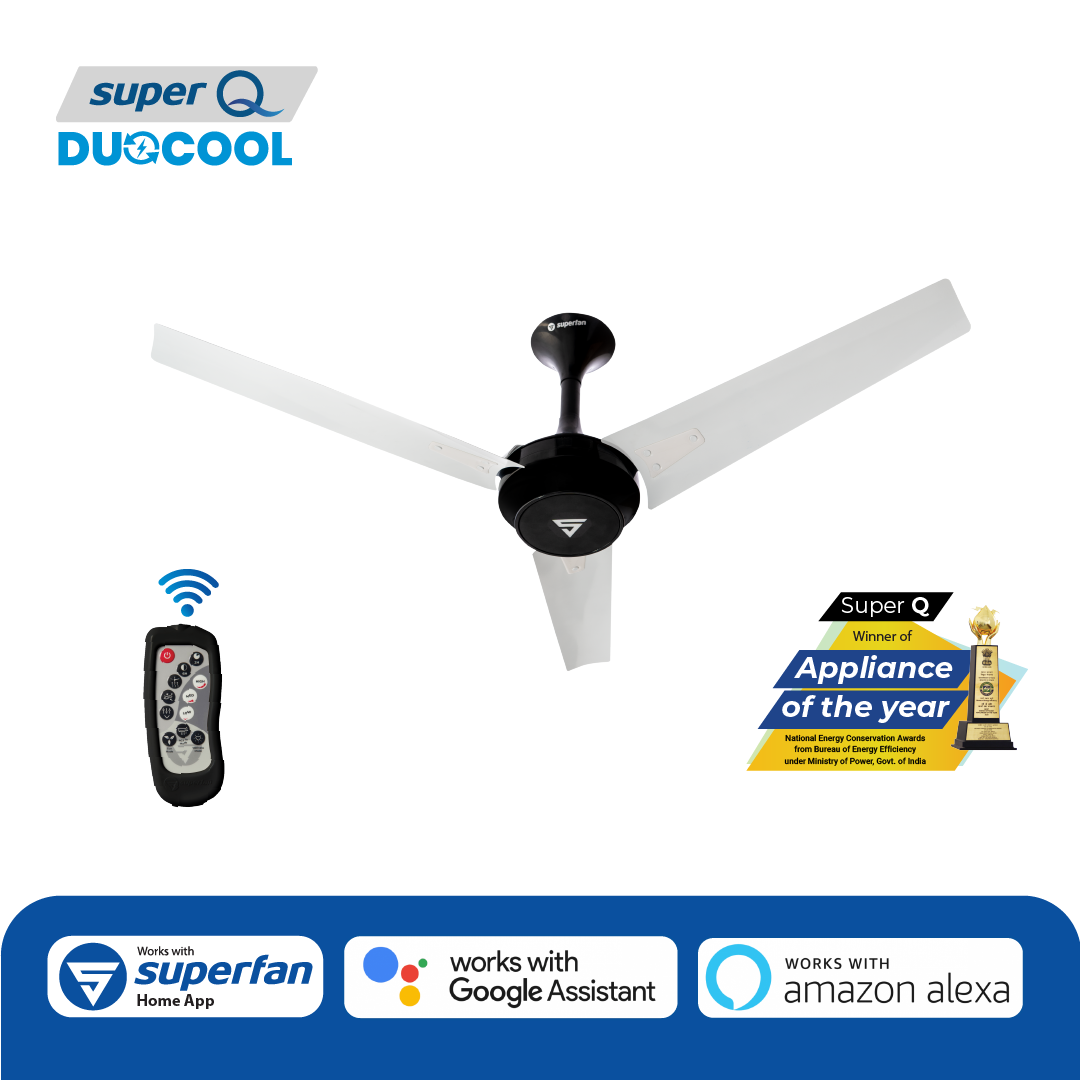 Super Q Duocool Combo IOT BLDC Ceiling Fan -48 Inches- Works with Alexa and Google Assistant