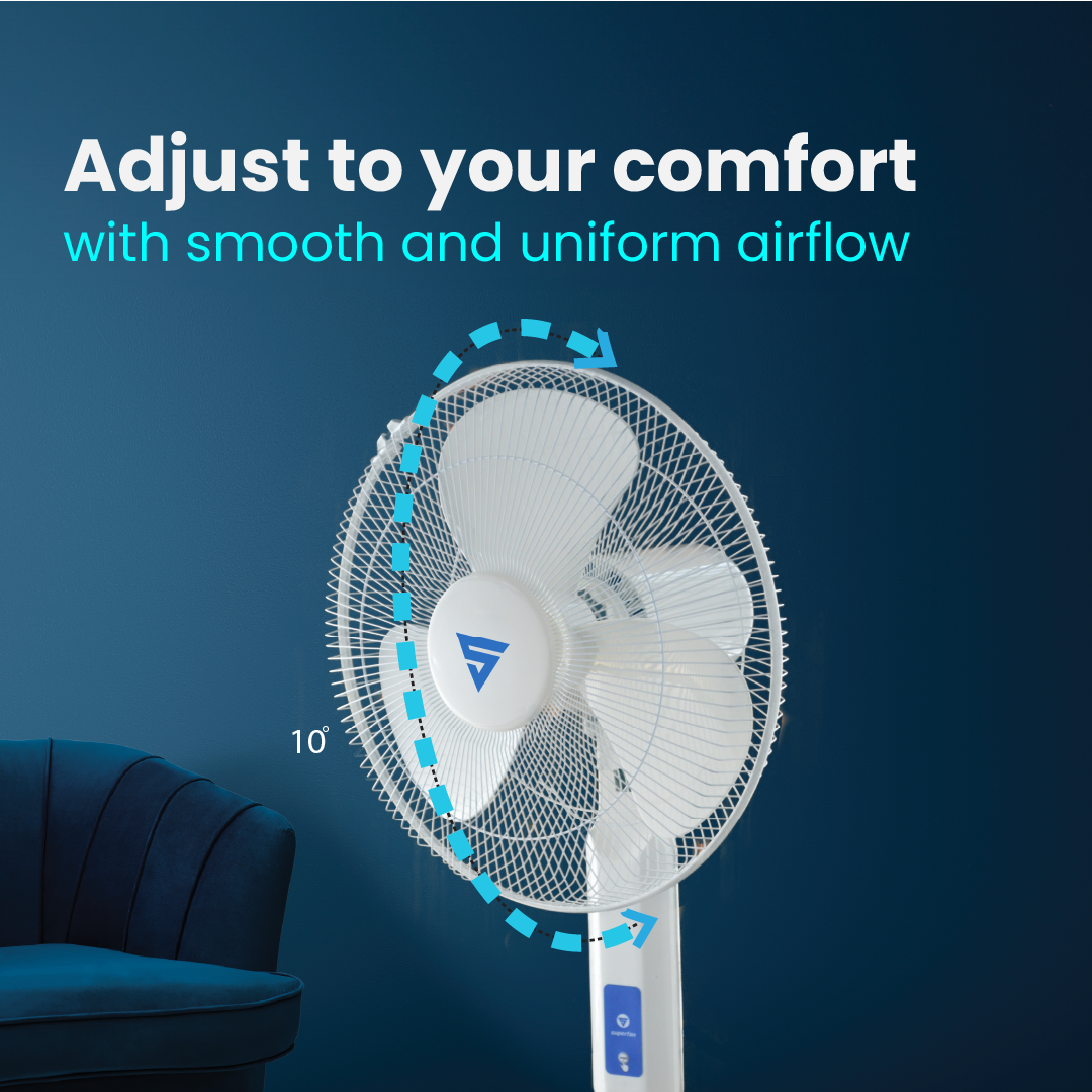 Superfan P400 BLDC pedestal fan with remote control, 16 inches - high speed airflow with Durable fan