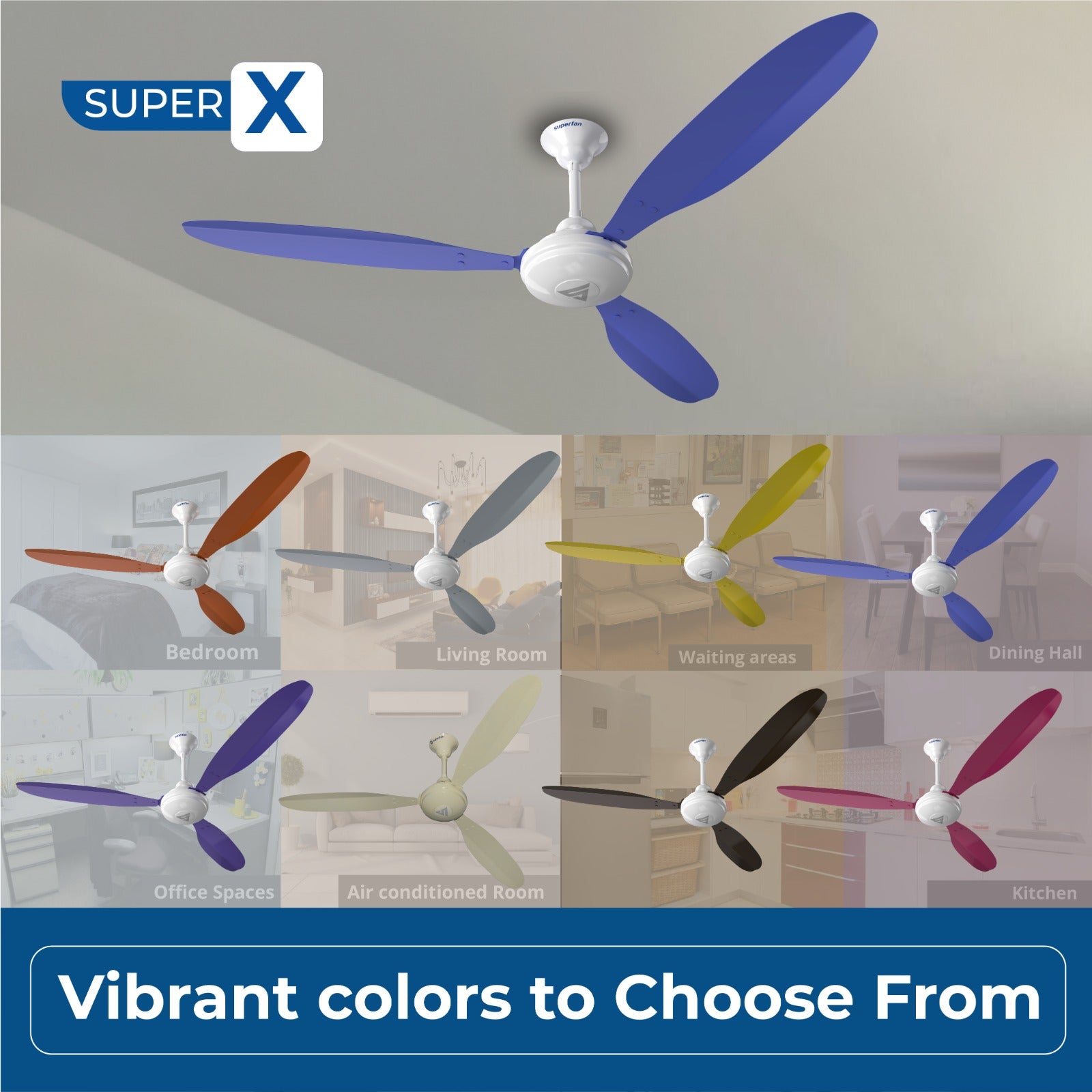 Super X1 BLDC Ceiling Fan - 48 Inches - High speed fan - 385 RPM - Power Saving Fan