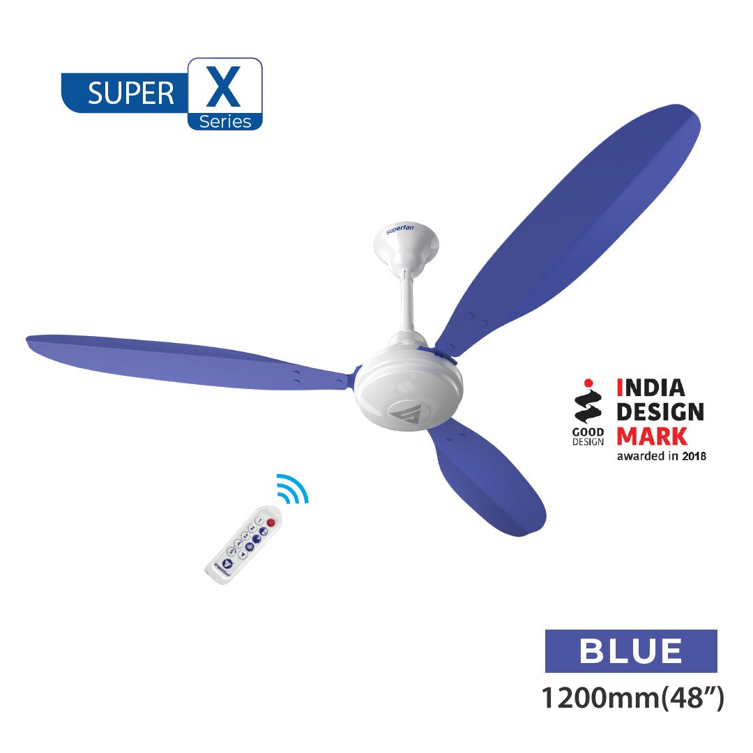 Super X1 BLDC Ceiling Fan - 48 Inches - High speed fan - 385 RPM - Power Saving Fan
