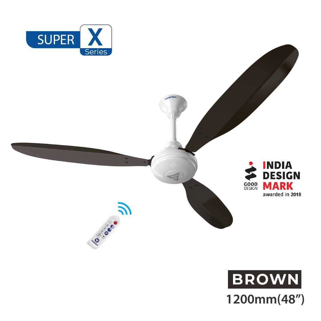 Super X1 BLDC Ceiling Fan - 48 Inches - High speed fan - 385 RPM - Power Saving Fan