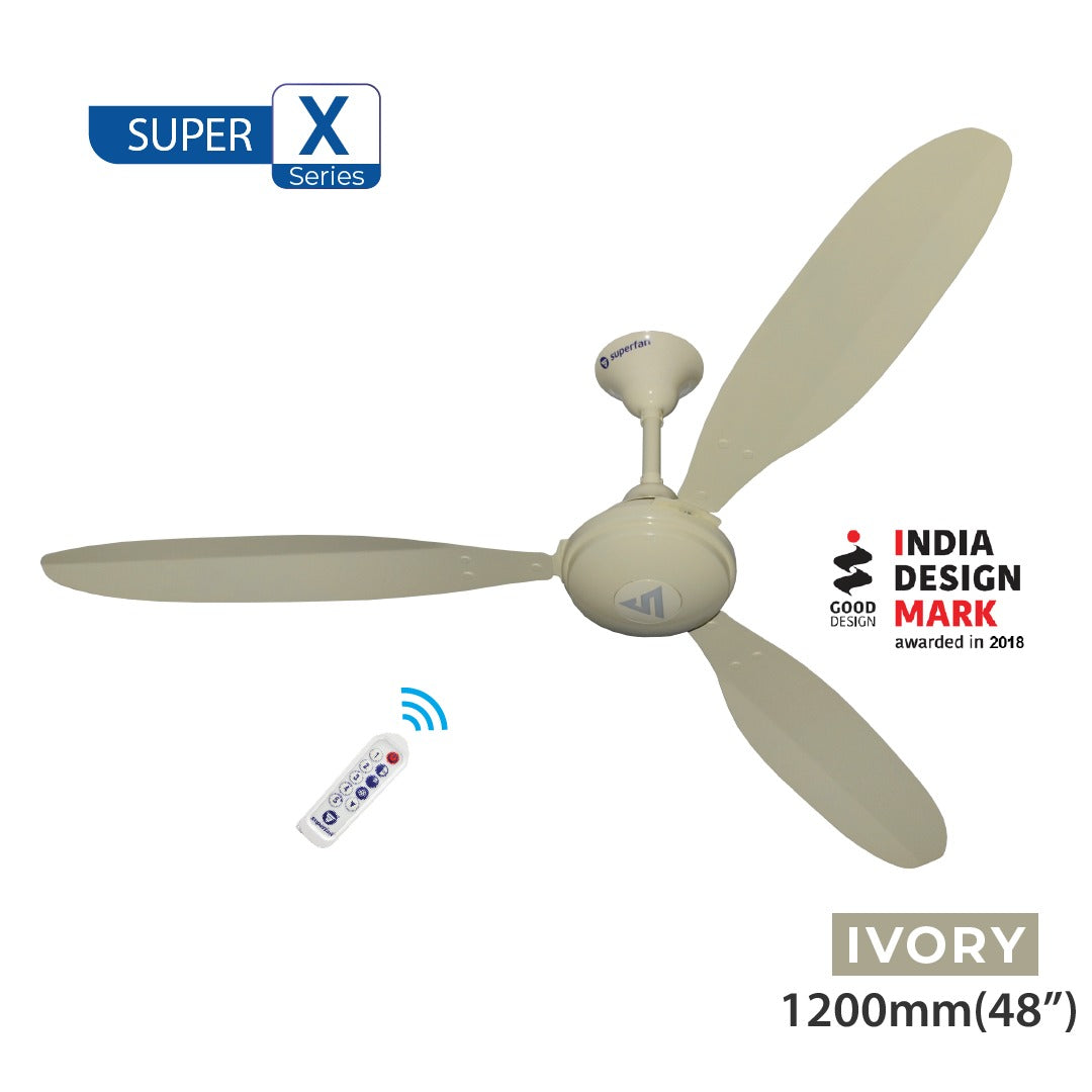 Super X1 BLDC Ceiling Fan - 48 Inches - High speed fan - 385 RPM - Power Saving Fan