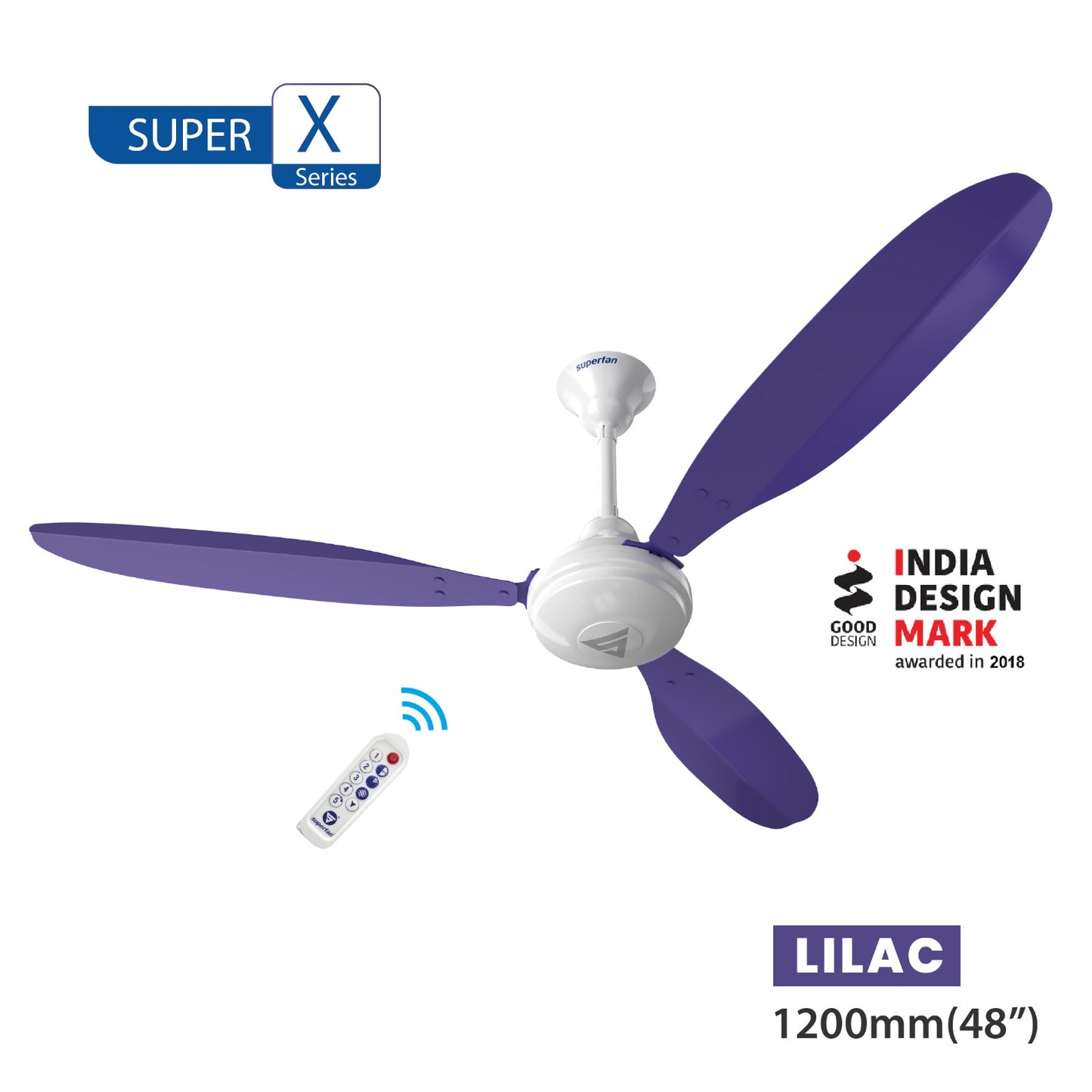 Super X1 BLDC Ceiling Fan - 48 Inches - High speed fan - 385 RPM - Power Saving Fan