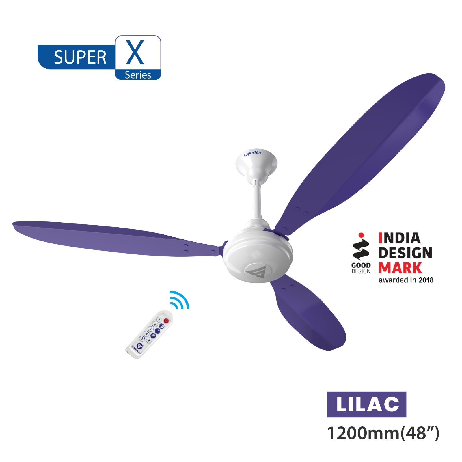 Super X1 BLDC Ceiling Fan - 48 Inches - High speed fan - 385 RPM - Power Saving Fan