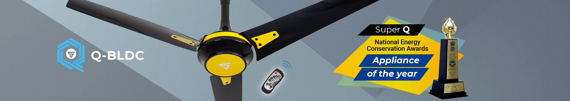 Superfan Super Q1 BLDC Ceiling fan, remote control, Winner-Appliance of the Year-National Energy Conservation Awards