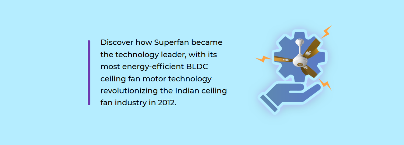 Superfan BLDC ceiling fan motor – energy saving fan, technology leader-India's ceiling fan industry since 2012