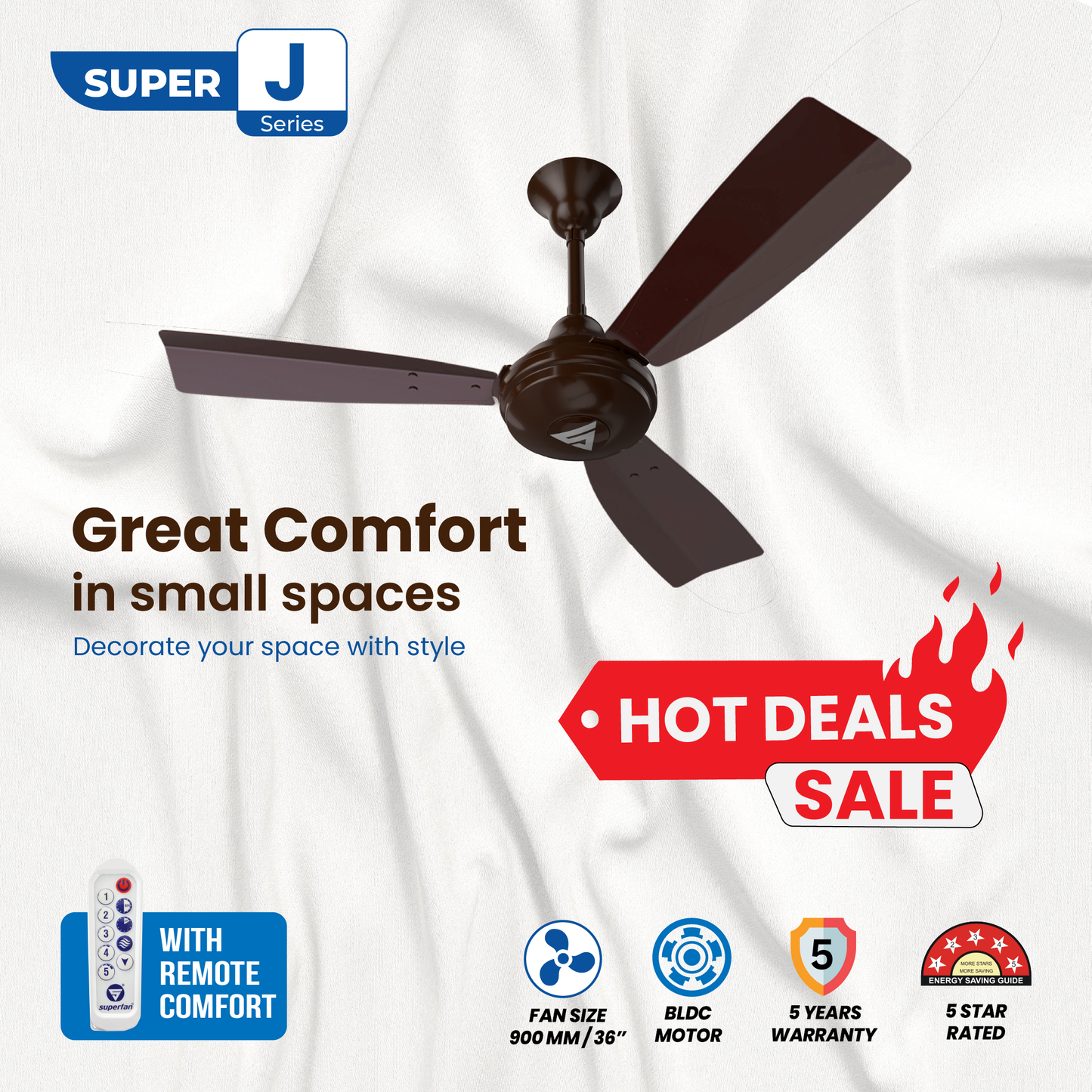 Super J1 Pot Brown BLDC Ceiling Fan