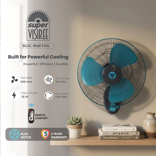 Super Visiree W6 BLDC Wall Fan with Remote | 5-Year Warranty