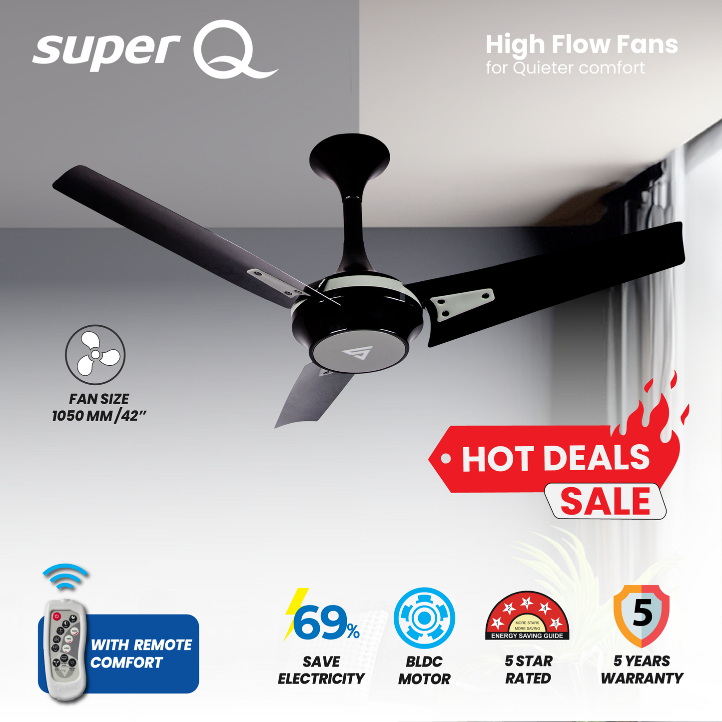 Super Q Shadow Onyx BLDC Ceiling Fan