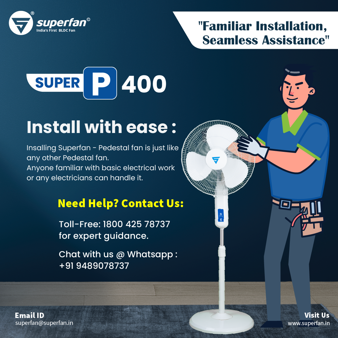 Super P400 BLDC Pedestal Fan