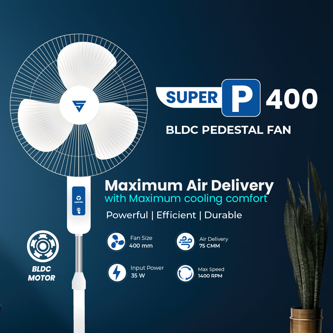 Super Visiree P6 BLDC Pedestal Fan with Remote | 5-Year Warranty