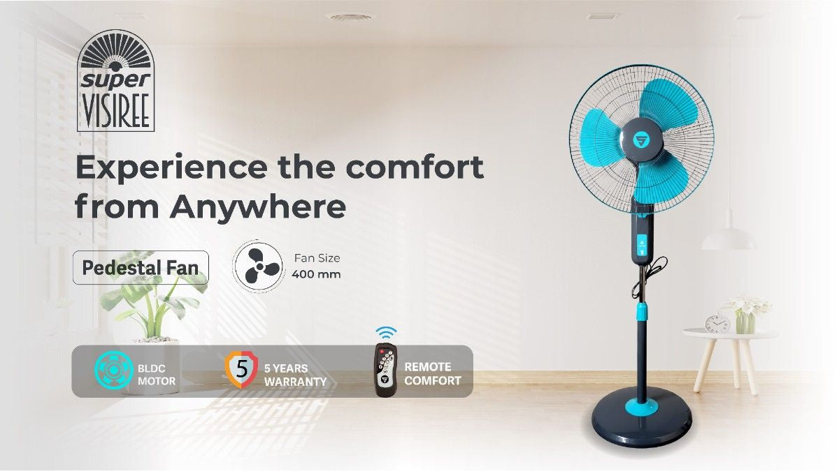 Super VISIREE BLDC table fan with remote comfort, 400 mm fan size and 5 years warranty