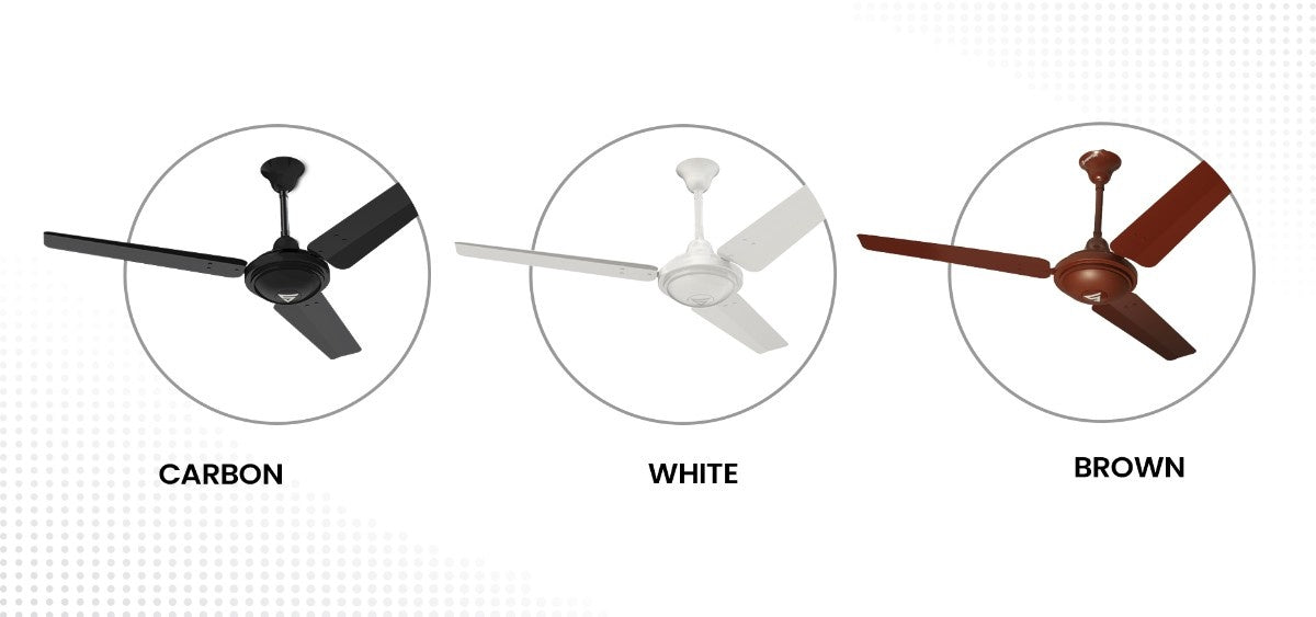 Superfan Sevak BLDC ceiling fan available in carbon white and brown colour variants for home interiors