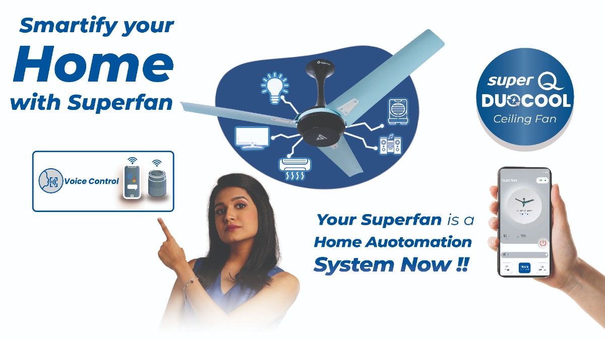 Smart ceiling fan with voice control and mobile app automation system for home comfort