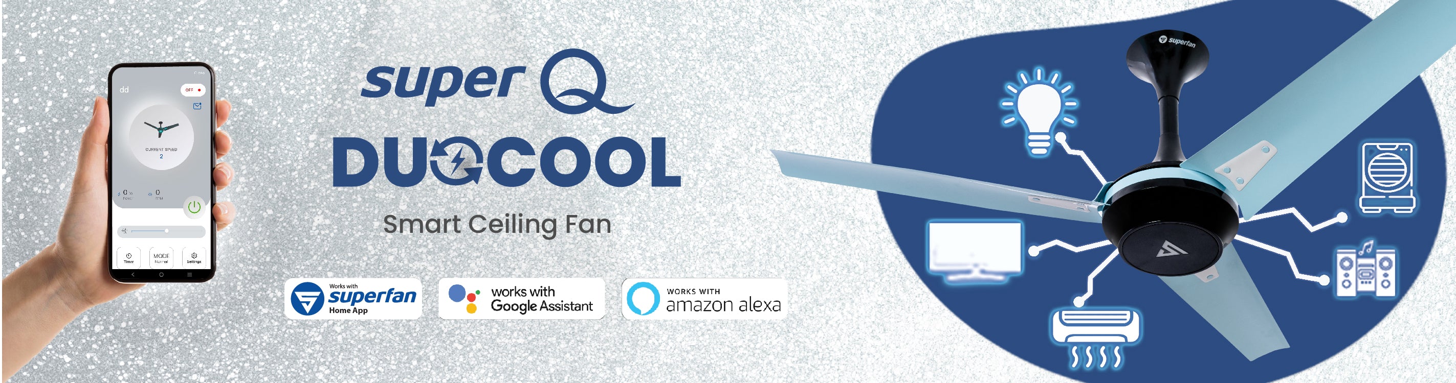 Smart ceiling fan with voice control and mobile app automation system for home comfort