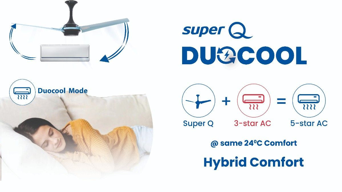 Superfan Super Q Duocool smart ceiling fan with home automation voice control and mobile app control